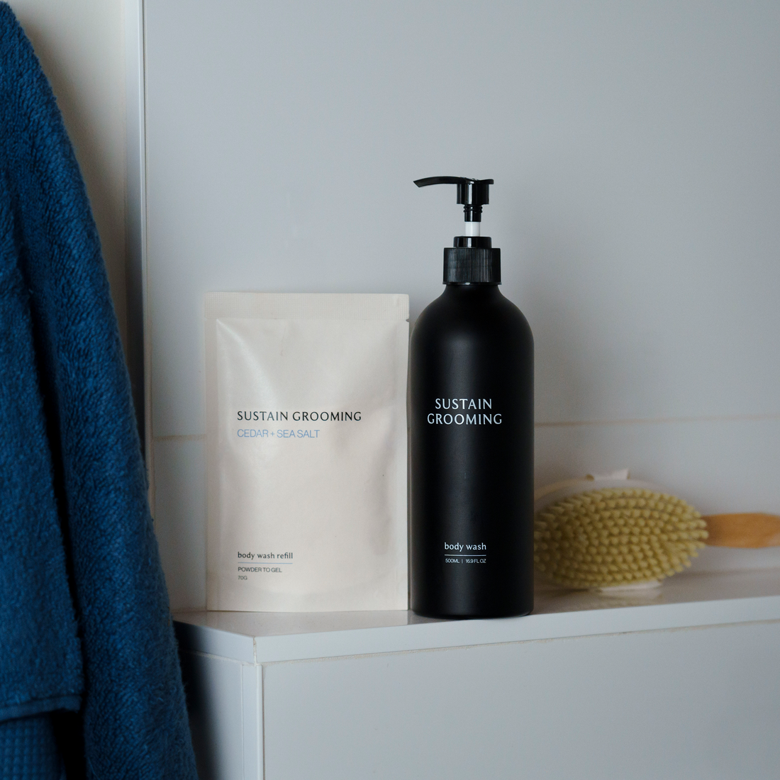 Men's skincare products in sustainable packaging