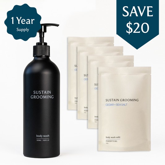 365 Day Supply: 4 Body Wash Servings with Reusable Bottle