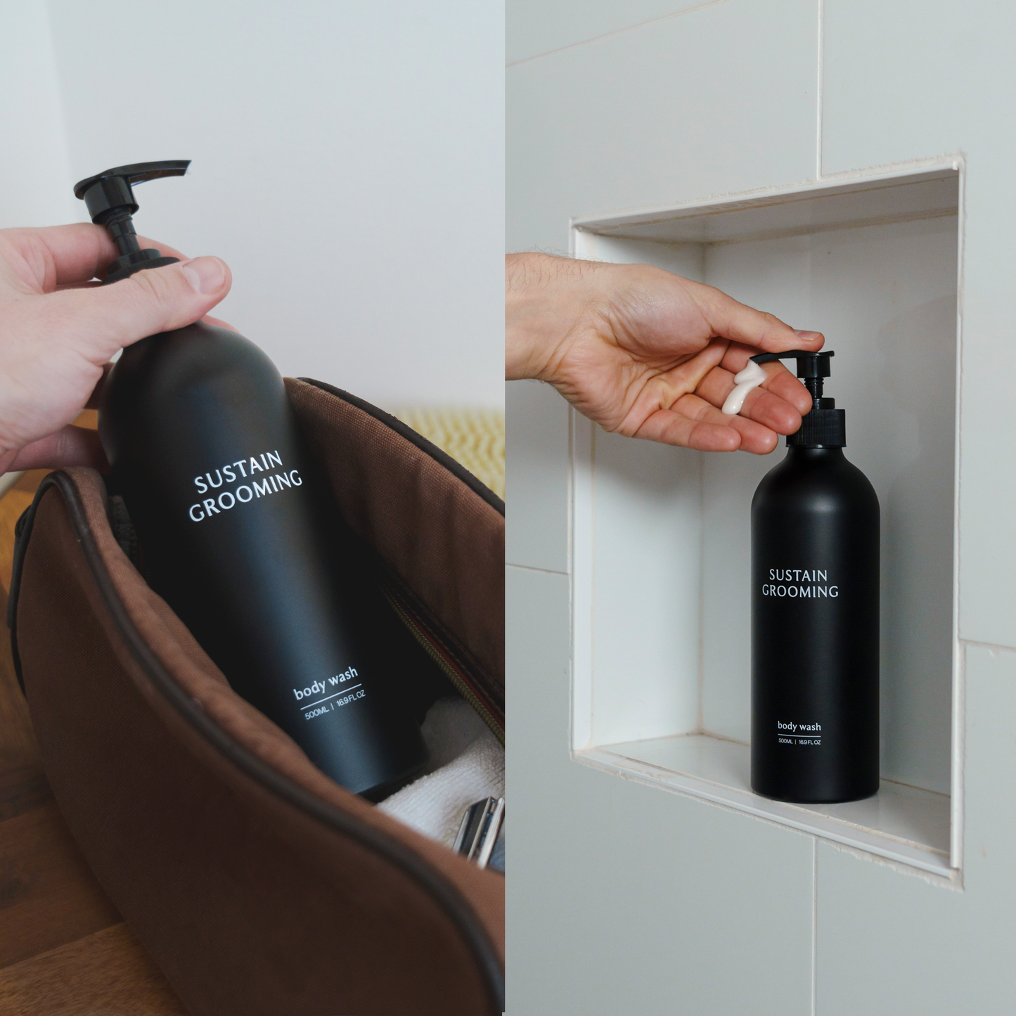 Family Bundle: 4 Body Wash Servings with 2 Reusable Bottles
